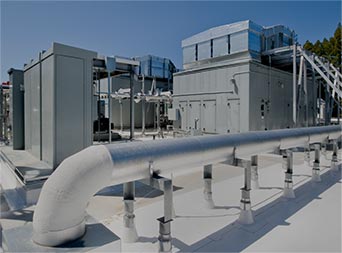 heating and cooling unit on a business roof